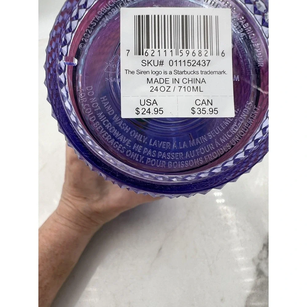 Starbucks Tumbler 24oz Sofie Birkin Pride 2023 Purple Studded Bling New